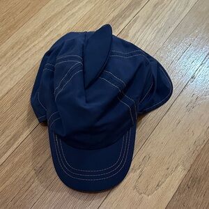 Navy Blue Shark Swim Hat with Contrast Stitching